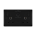 BG Nexus Metal Matt Black 13A Double USB Socket with 22W A+C NFB22UAC22B