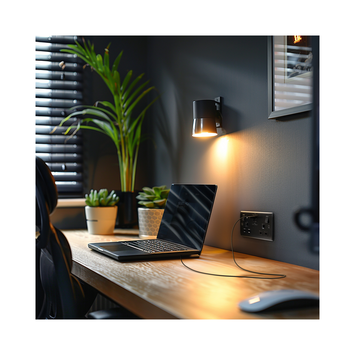 BG Nexus Metal Matt Black 13A Double USB Socket with 45W A+C NFB22UAC45B
