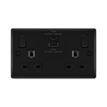 BG Nexus Metal Matt Black 13A Double USB Socket with 45W A+C NFB22UAC45B