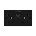BG Nexus Metal Matt Black 13A Double USB Socket with 45W A+C NFB22UAC45B