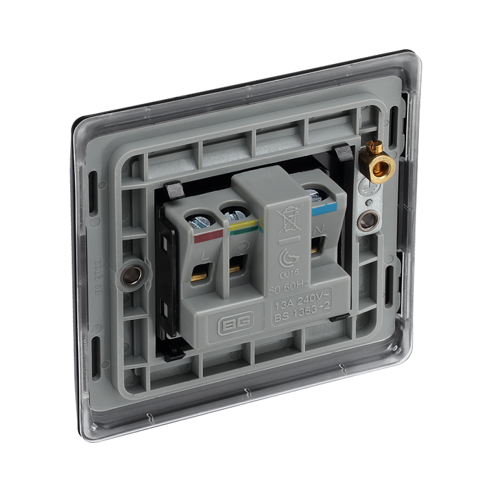 BG Nexus Metal Matt Black 13A Unswitched Socket NFB23B