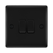 Front view of BG Nexus Metal Matt Black 2G Intermediate Light Switch NFB2GINT