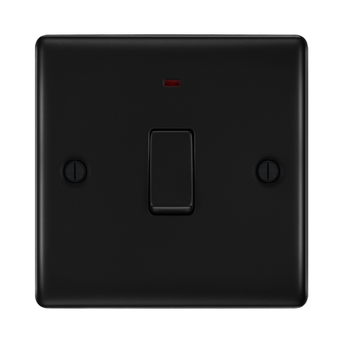 BG Nexus Metal Matt Black 20A Double Pole Switch with Neon NFB31