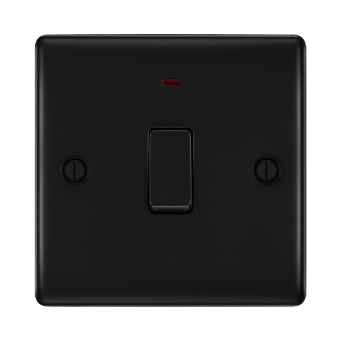 BG Nexus Metal Matt Black 20A Double Pole Switch with Neon NFB31