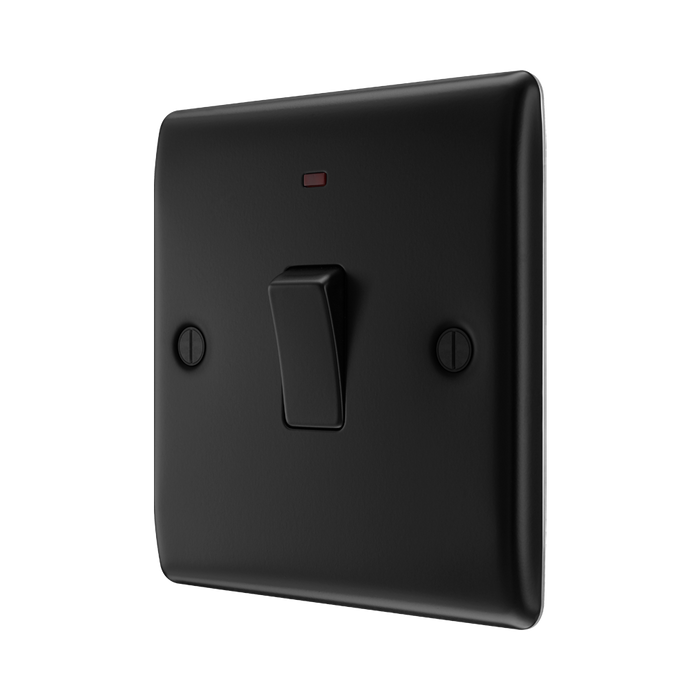 BG Nexus Metal Matt Black 20A Double Pole Switch with Neon NFB31