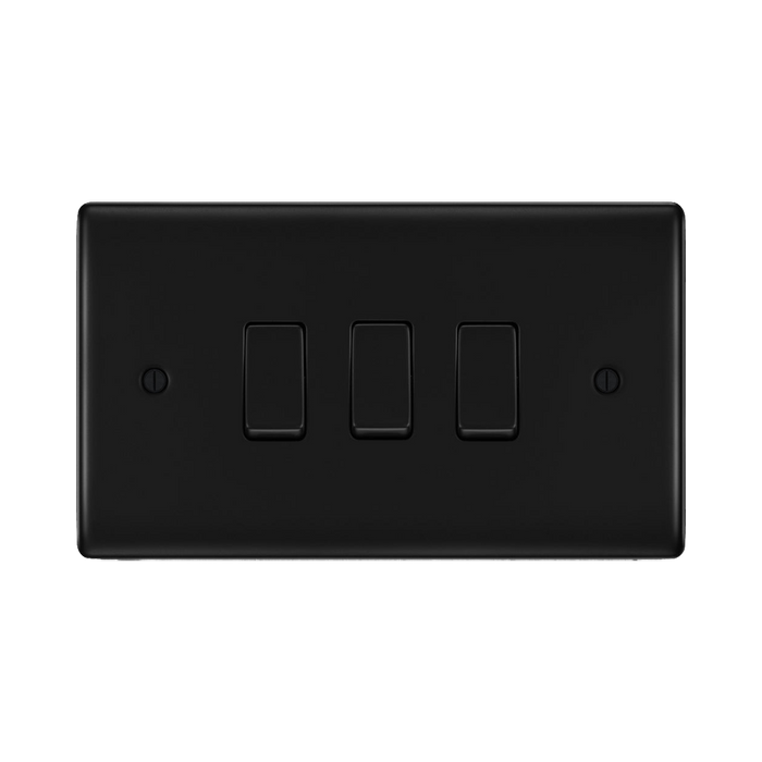 BG Nexus Metal Matt Black 3G Intermediate Combination Switch Available from RS Electrical Supplies