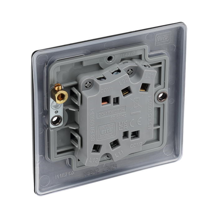 BG Nexus Metal Matt Black 2G 2W Light Switch NFB42