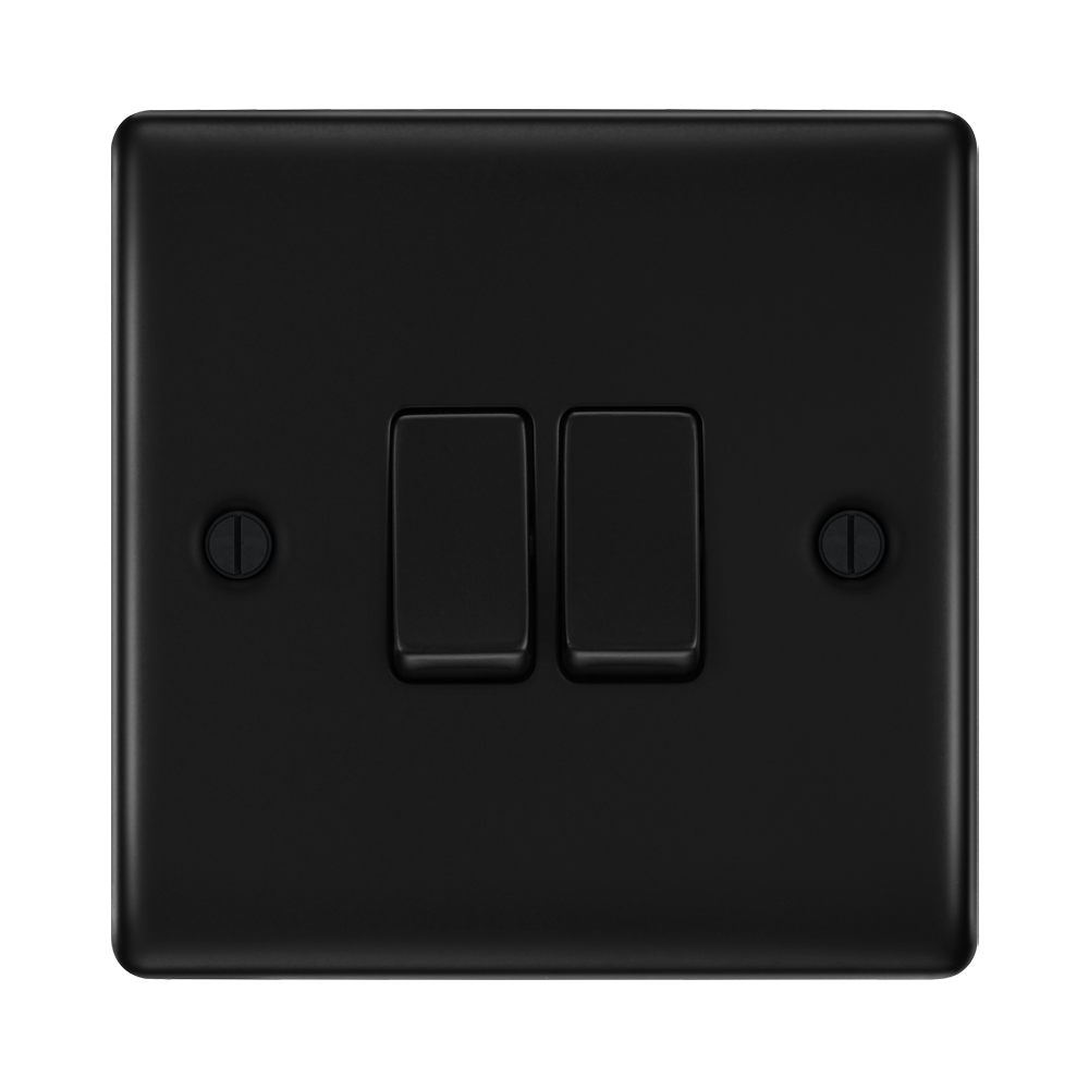 BG Nexus Metal Matt Black 2G 2W Light Switch NFB42 | RS Electrical Supplies