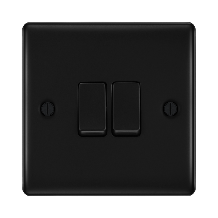 BG Nexus Metal Matt Black 2G 2W Light Switch NFB42
