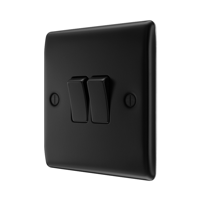 BG Nexus Metal Matt Black 2G 2W Light Switch NFB42