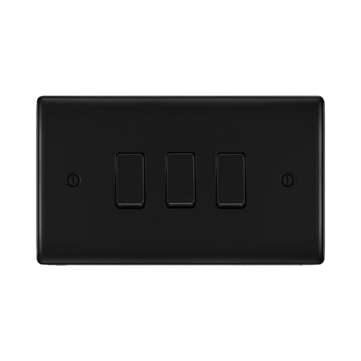 BG Nexus Metal Matt Black 3G 2W Light Switch NFB432 Available from RS Electrical Supplies
