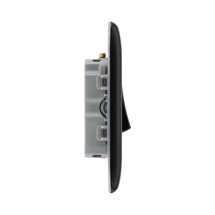 BG Nexus Metal Matt Black 3G 2W Light Switch NFB43