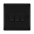 BG Nexus Metal Matt Black 3G 2W Light Switch NFB43