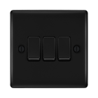 BG Nexus Metal Matt Black 3G 2W Light Switch NFB43