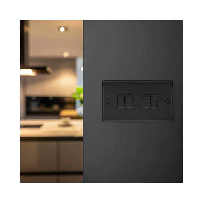BG Nexus Metal Matt Black 4G 2W Light Switch NFB44