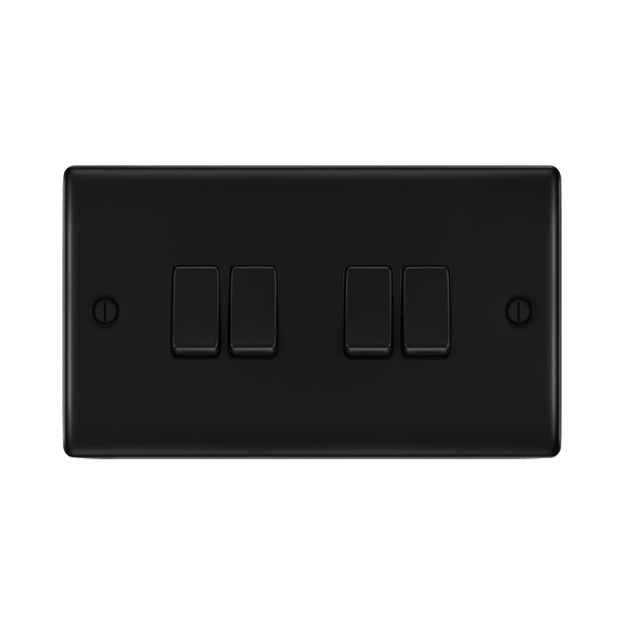 BG Nexus Metal Matt Black 4G 2W Light Switch NFB44