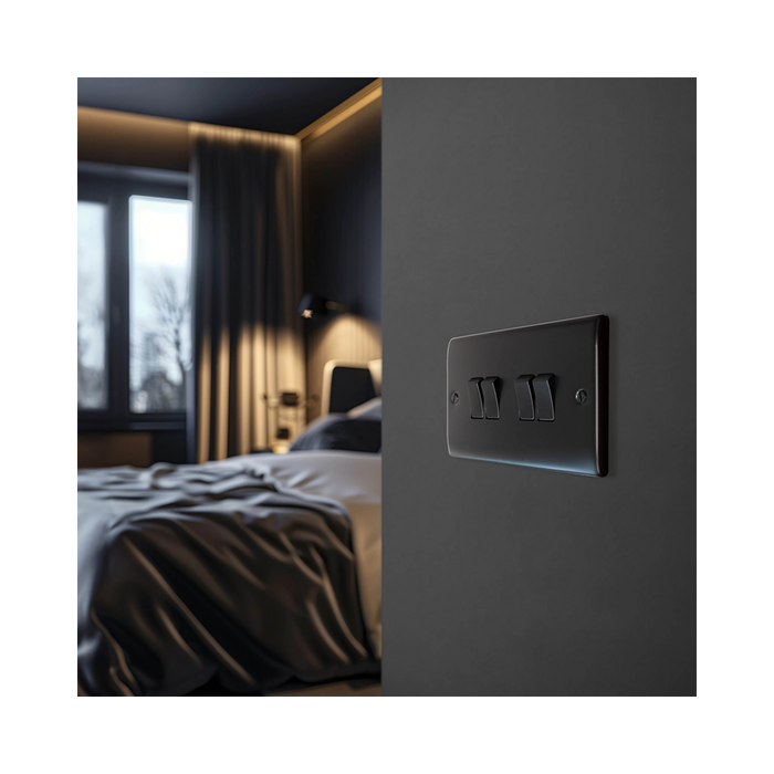 BG Nexus Metal Matt Black 4G 2W Light Switch NFB44