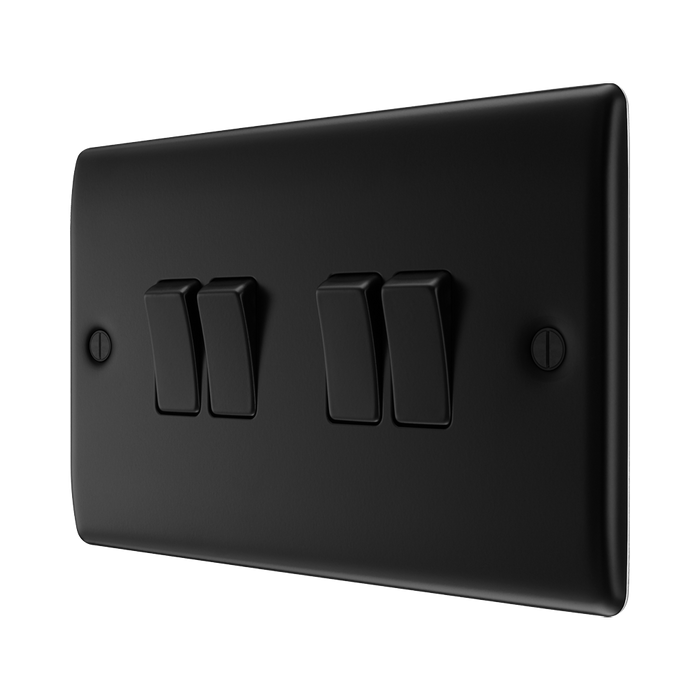 BG Nexus Metal Matt Black 4G 2W Light Switch NFB44