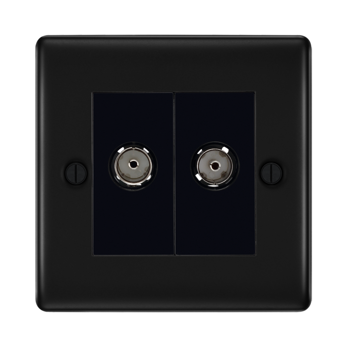 BG Nexus Metal Matt Black Double Co-axial Socket NFB61B