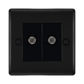 BG Nexus Metal Matt Black Double Satellite Socket NFB642B Available from RS Electrical Supplies
