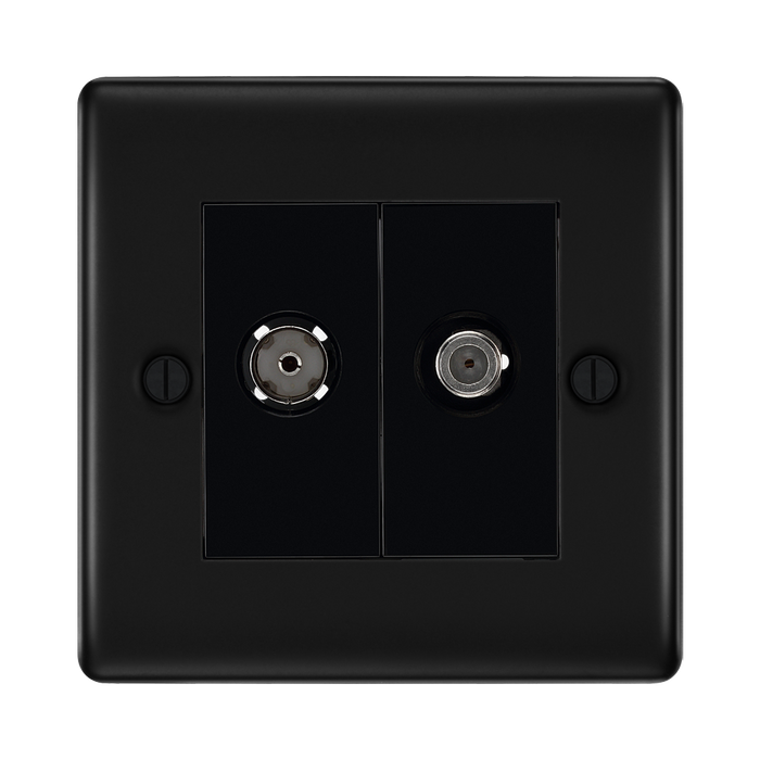 BG Nexus Metal Matt Black TV & Satellite Socket NFB65B