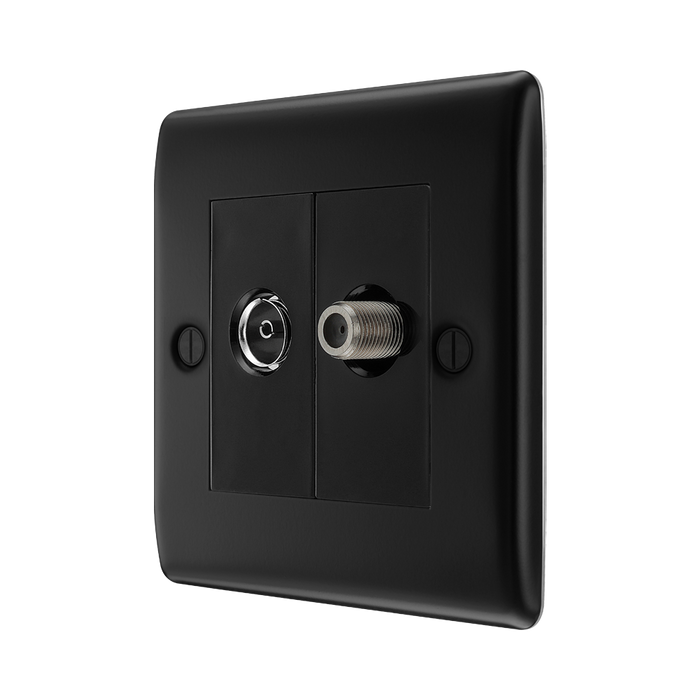 BG Nexus Metal Matt Black TV & Satellite Socket NFB65B