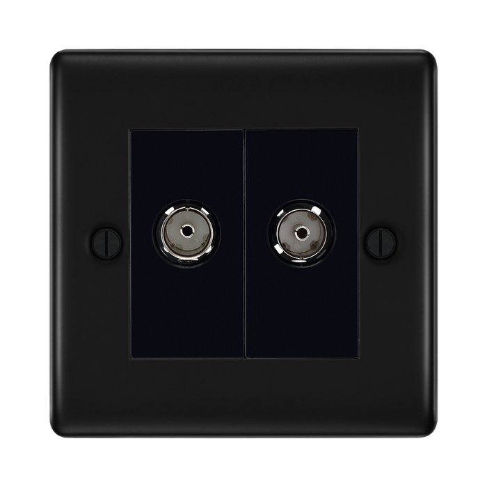 BG Nexus Metal Matt Black TV & FM Socket NFB66B