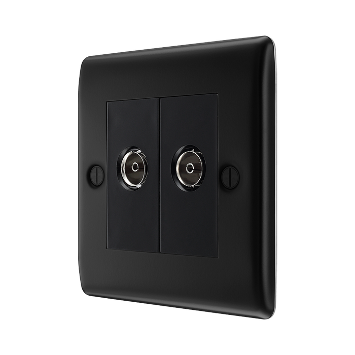 BG Nexus Metal Matt Black TV & FM Socket NFB66B