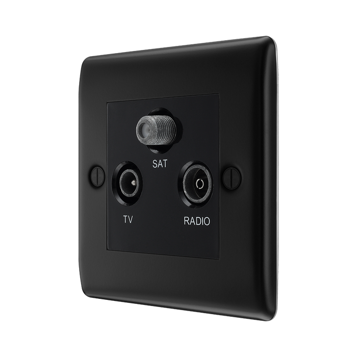 BG Nexus Metal Matt Black TV/FM/SAT Socket NFB67B