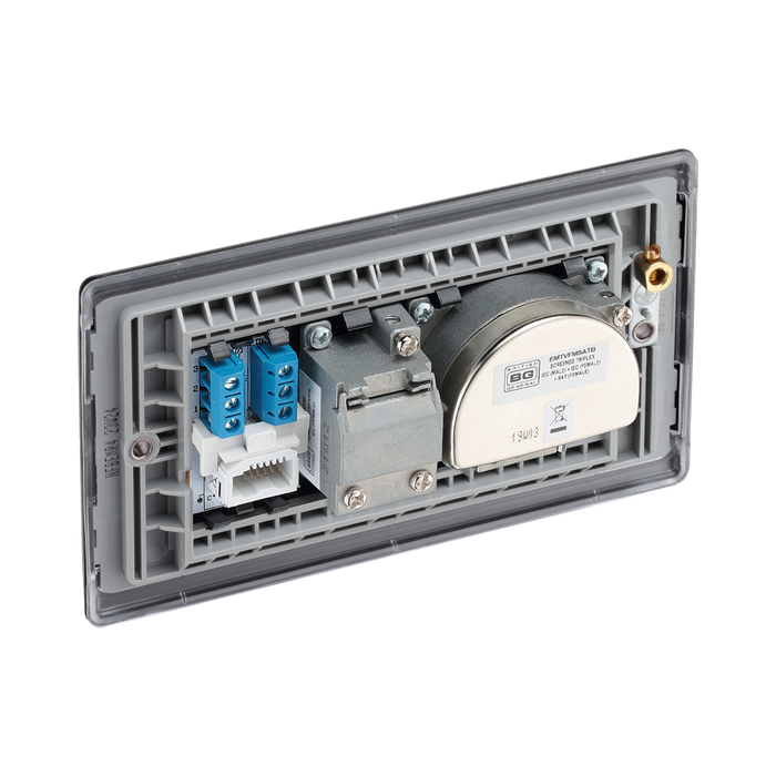 BG Nexus Metal Matt Black Triplex Combination TV Socket NFB68B
