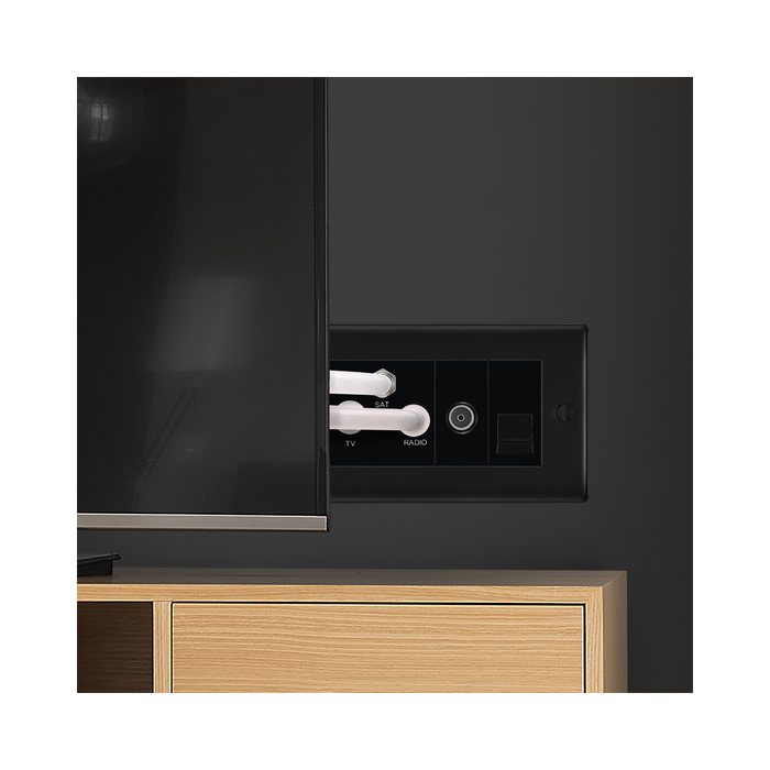 BG Nexus Metal Matt Black Triplex Combination TV Socket NFB68B
