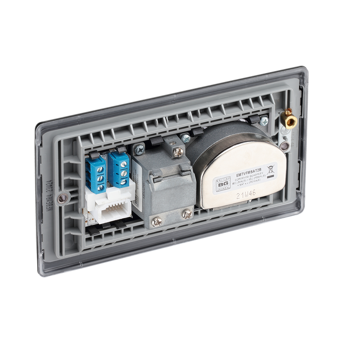 BG Nexus Metal Matt Black Quadplex Combination TV Socket NFB69B