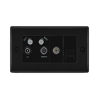 BG Nexus Metal Matt Black Quadplex Combination TV Socket NFB69B