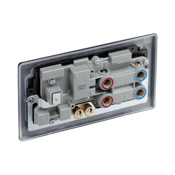 BG Nexus Metal Matt Black 45A Cooker Switch with 13A Socket NFB70B