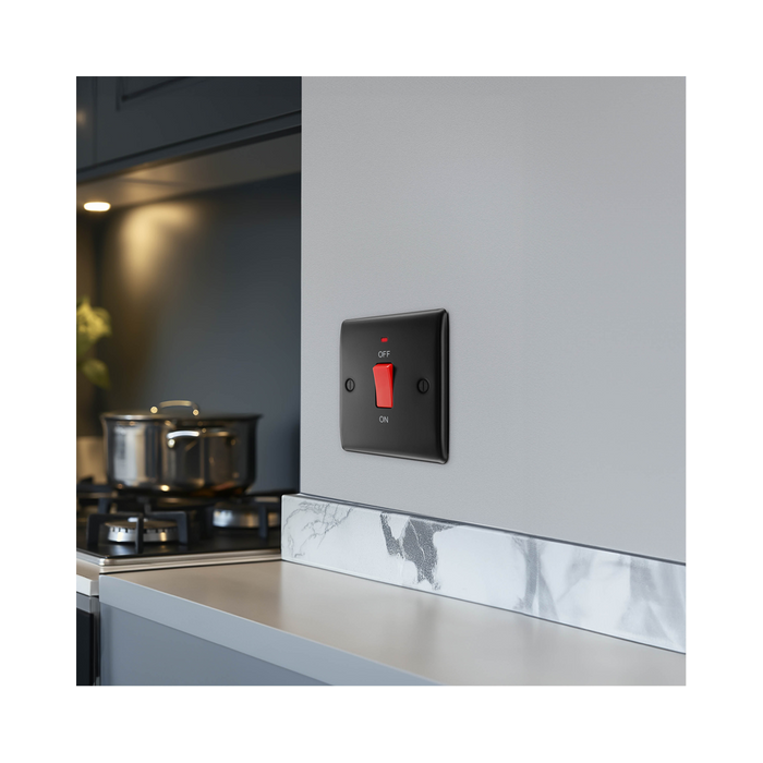 BG Nexus Metal Matt Black 45A Cooker Switch NFB74