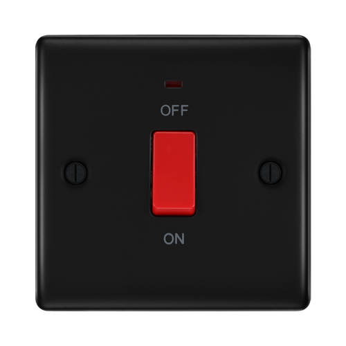 BG Nexus Metal Matt Black 45A Cooker Switch NFB74