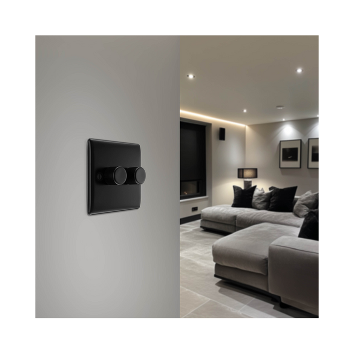 BG Nexus Metal Matt Black 2G Dimmer Switch NFB82