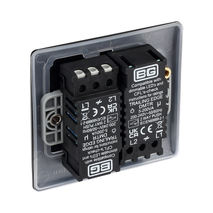 BG Nexus Metal Matt Black 2G Dimmer Switch NFB82