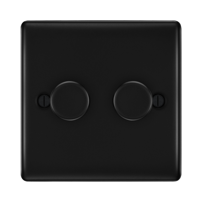 BG Nexus Metal Matt Black 2G Dimmer Switch NFB82