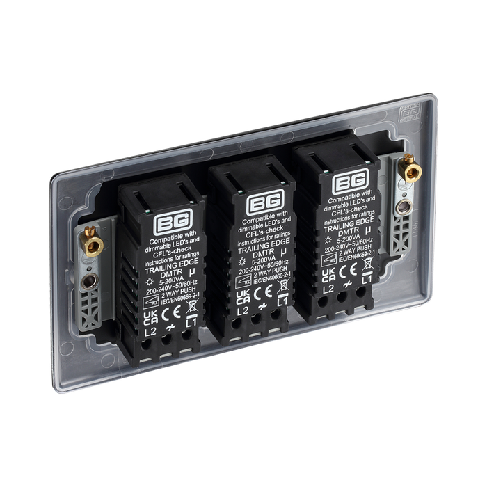 BG Nexus Metal Matt Black 3G Dimmer Switch NFB83