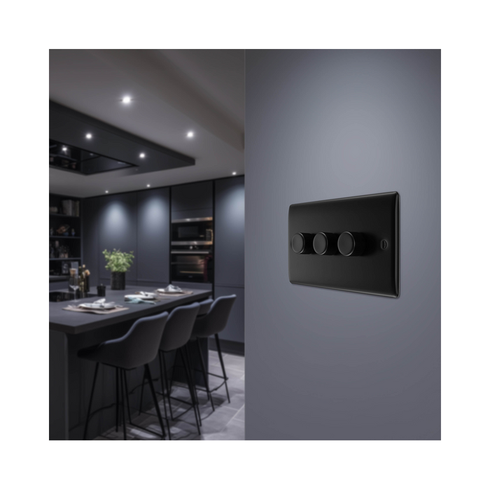 BG Nexus Metal Matt Black 3G Dimmer Switch NFB83