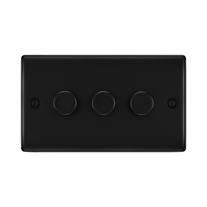 BG Nexus Metal Matt Black 3G Dimmer Switch NFB83