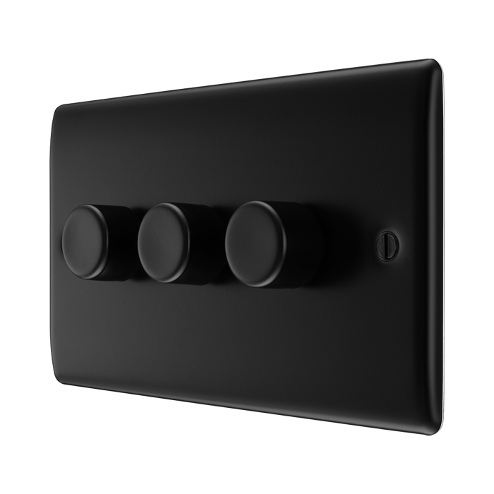 BG Nexus Metal Matt Black 3G Dimmer Switch NFB83