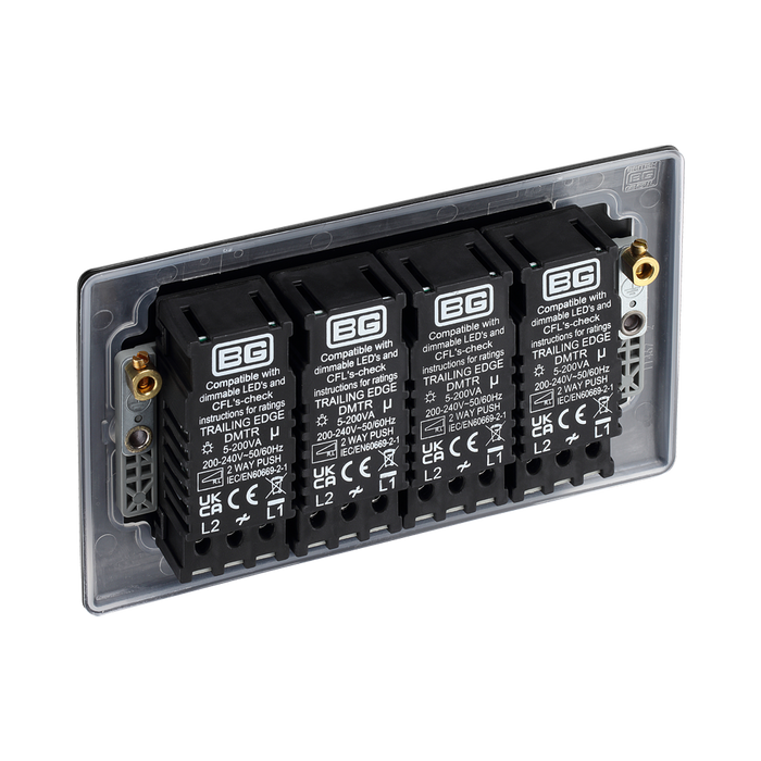 BG Nexus Metal Matt Black 4G Dimmer Switch NFB84
