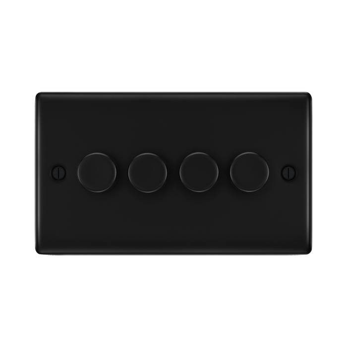 BG Nexus Metal Matt Black 4G Dimmer Switch NFB84
