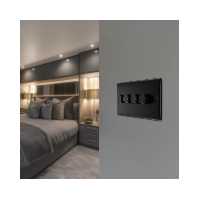 BG Nexus Metal Matt Black 4G Dimmer Switch NFB84