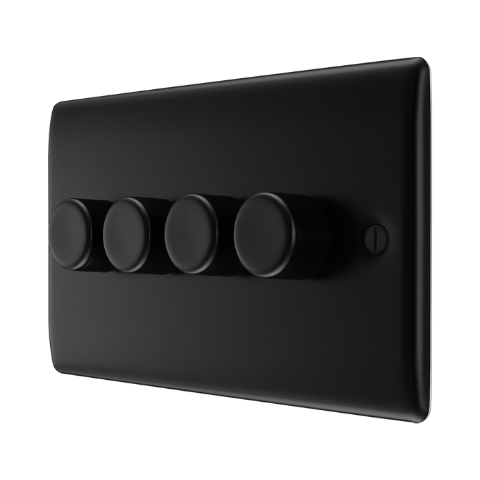 BG Nexus Metal Matt Black 4G Dimmer Switch NFB84