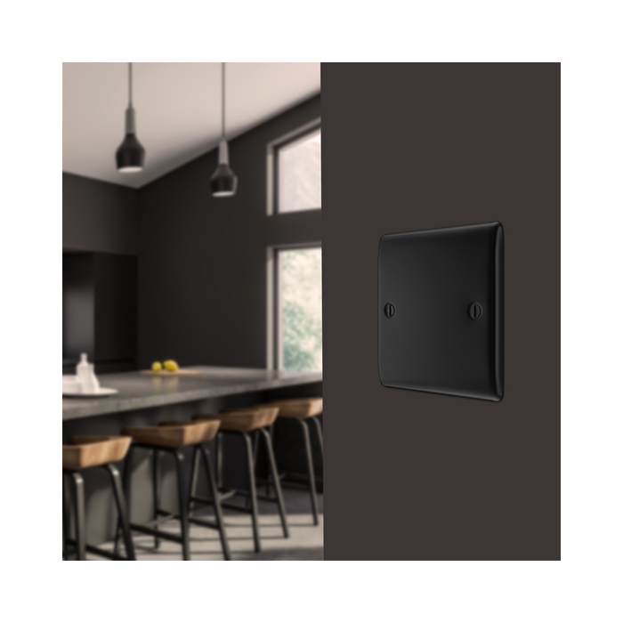 BG Nexus Metal Matt Black Single Blank Plate NFB94