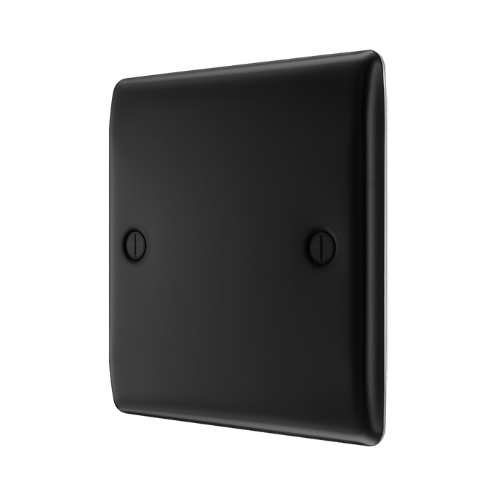 BG Nexus Metal Matt Black Single Blank Plate NFB94