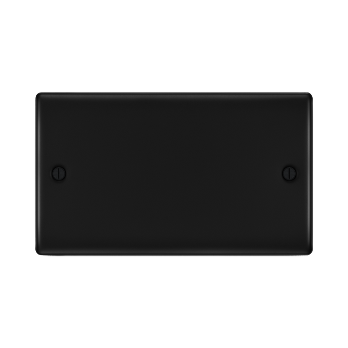 BG Nexus Metal Matt Black Double Blank Plate NFB95